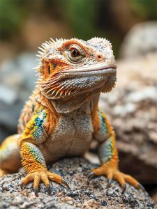Photo of an orange iguana lizard.